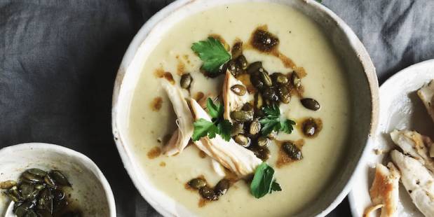 Creamy cauliflower chicken soup